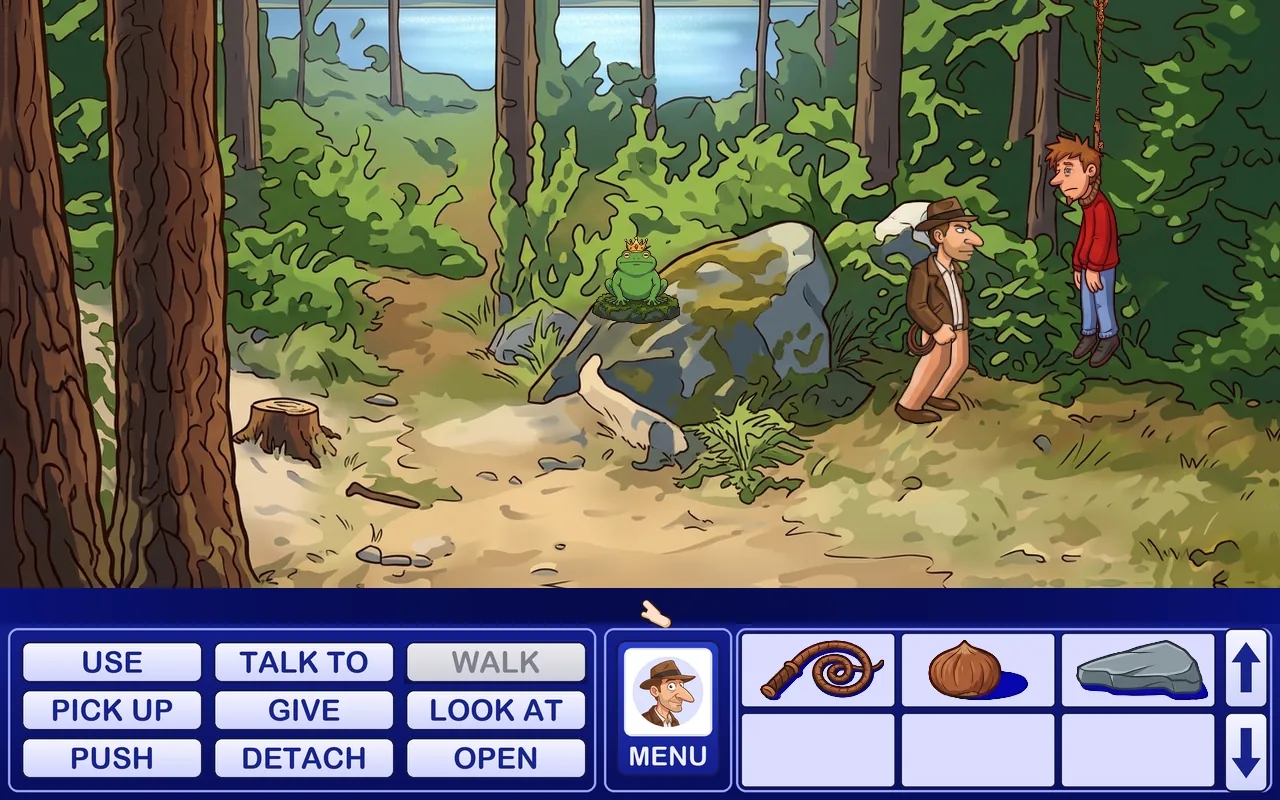The location in the 2026 HD remaster: hand-drawn cartoon style
